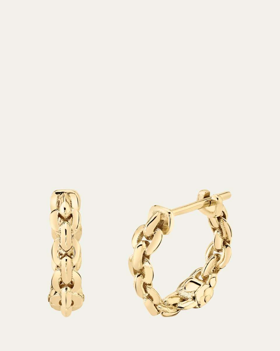 Mini Chain Huggie Earrings in 18k Yellow Gold